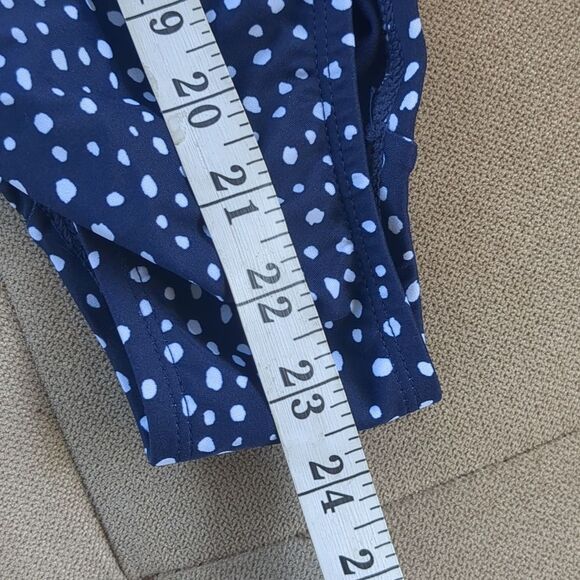 Kona Sol 1 Piece Swim 17 Dot Ruffle Shoulder One Piece Slim Swimsuit Navy Blue - Picture 14 of 14